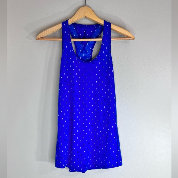 Lucy Activewear XS Blue and White Racerback Scoopneck Tank Top Athleisure - Picture 1 of 10